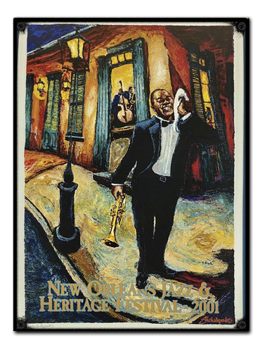 #1155 - Cuadro Vintage 30 X 40 Louis Armstrong Jazz No Chapa