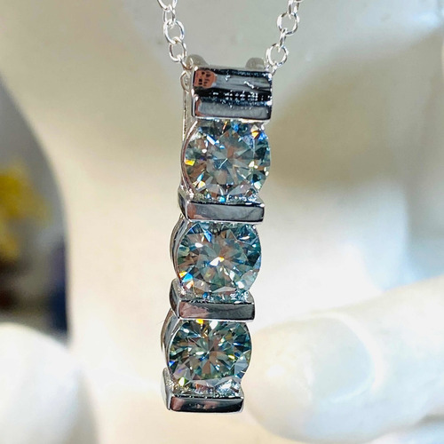 Colgante Plata 925 Diamante Moissanita Blanco Ice Genuino
