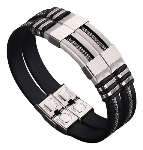 2024, Silicio Titanio, Pulsera Estilo Punk Hombre 2pcs