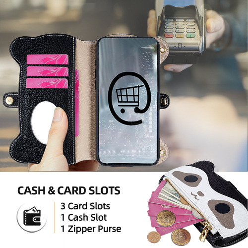 Funda Para Mujer Moto G55 5g Little Raccoon Wallet Con Ranura Para Tarjetas, Espejo De Maquillaje, Correa De Mano, Correa De Hombro, 6 Colores