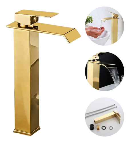 Torneira Cascata Misturador Luxo Alta Lavabo Monocomando Pia