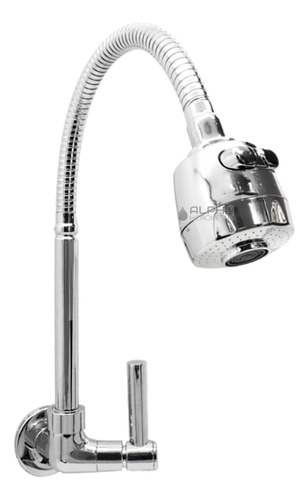 Torneira Para Pia Cozinha Tubo Flexível Parede Gourmet 02 Jatos Cor Cromado Marca Alpha Hidrometais