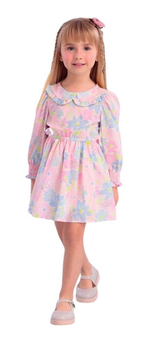 Vestido Infantil Manga Longa Mon Sucré Floreio 22128 B.e.