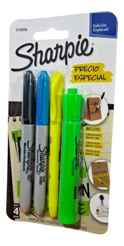 Pack Sharpie X2 Marcadores + X2 Resaltadores Permanentes