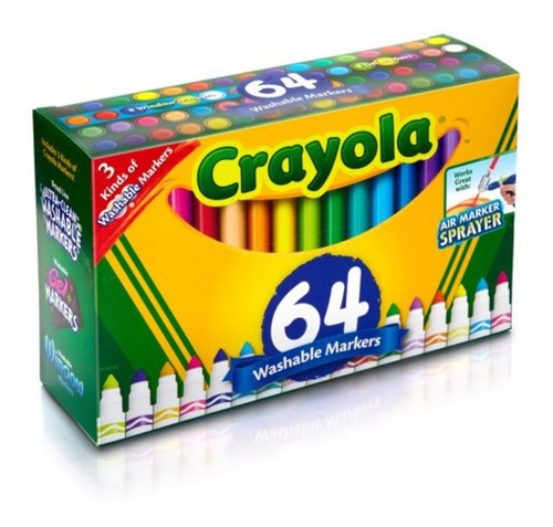 64 Marcadores Crayola Lavables Ancho Para Colorear Xtreme P