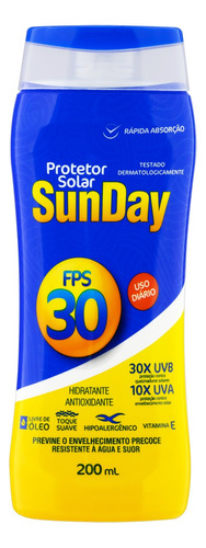 Protetor solar Sunday Protector Solar FPS 30 em creme 1 unidade de 200 mL