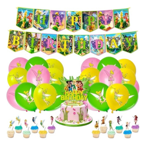 Kit Globos Tinkerbell De Cumpleaños Decoración Temática