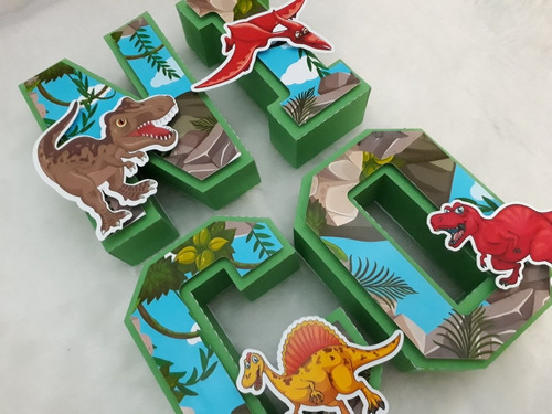 Letras 3d Dinosaurios Mesa Dulce Candybar Decoracion X 7