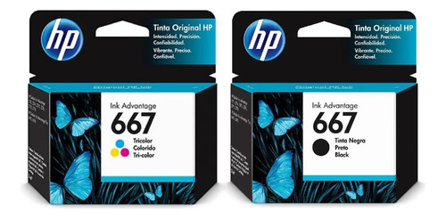 Juego Hp 667 Negro + 667 Color Original 1275 2775 2776