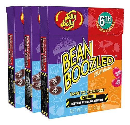 Kit Com 3und Bala Jelly Belly Bean Boozled Flip Top 45g