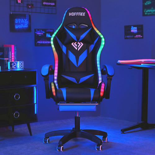 Silla De Juegos Ergonómica Con Altavoces Bluetooth Y Luces L