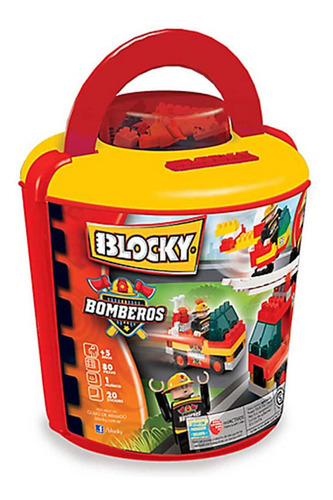 Blocky Bomberos Balde 100 Piezas