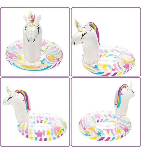 Salvavidas De Unicornio Glitter Flotador Kawaii Inflable