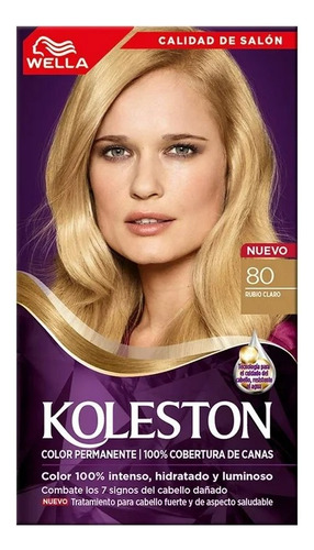 2 Pza Tinte Para Cabello Koleston 80 Rubio Claro