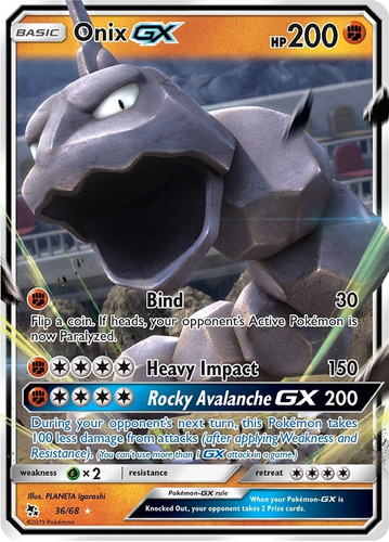 Cartas Pokemon Onix Gx 36/68 S&m Hidden Fates Hif