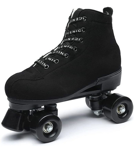 Patines Negros Patines Al Aire Libre Suede Quad Patines Para