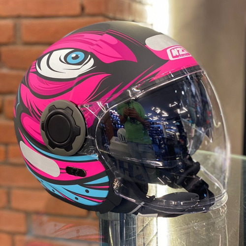 Capacete Moto Mulher Nzi Ringway Duo Ocelo Rosa Tamanho do capacete 57/58 (M)