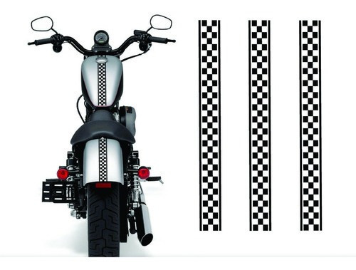 Adesivos Quadriculados Faixa Tanque Moto Custom Cafe Racer