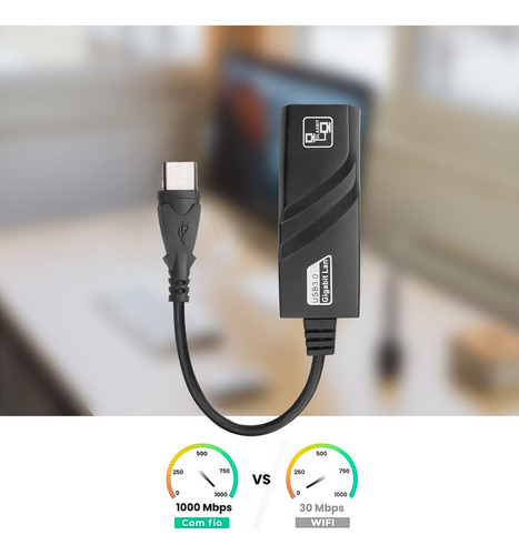 Adaptador Ethernet Usb-c Gigabit 10/100/1000 Pc Notebook Mac