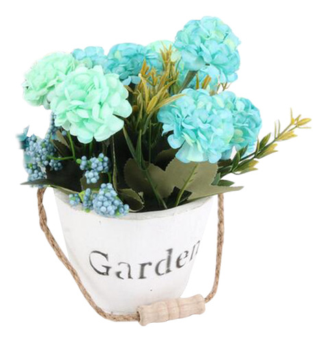 Flor De Hortensias Artificiales Redondo Azul