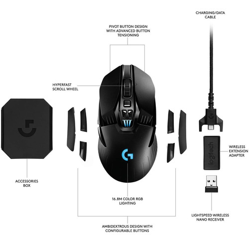 Mouse Óptico Logitech G903, Inalámbrico, 12.000 Dpi, Pmw3366