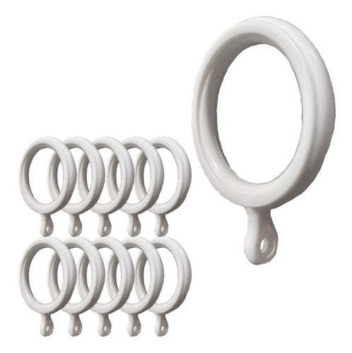 Imagen 1 de 8 de Argollas Plasticas Blancas 40mm Para Barral Cortina 25mm X20