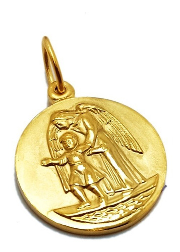 Medalla Ángel De La Guarda - Plaqué Oro 21k - 20mm