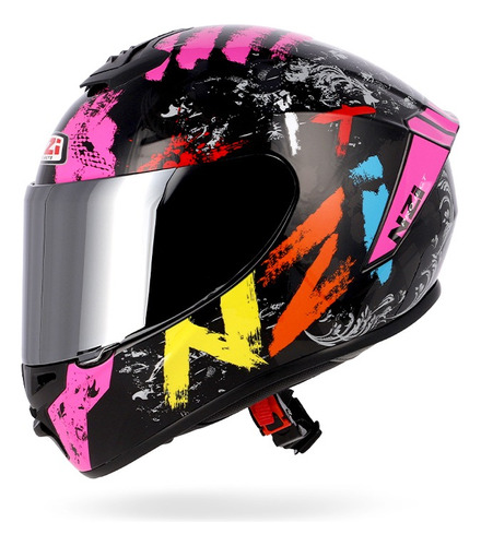 Casco Moto Integral Nzi Trendy It Black & Pink -motoclick