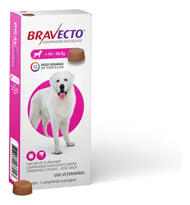 Bravecto MSD 40 a 56kg Antipulgas Carrapatos Cães Comprimido 1 msd