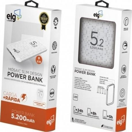 Imagem 1 de 2 de Power Bank Carregador Portátil C/ Cabo Micro Usb Branco ELG