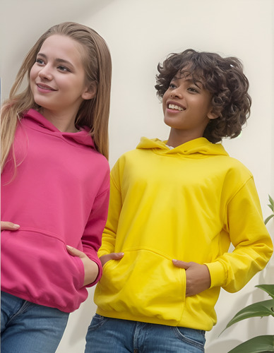 Poleron Infantil Algodón Canguro Capucha Para Estampar