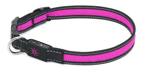 Collar Para Perro Led Y Reflejante (recargable Usb) Tamaño Del Collar S (35 - 40 Cm) Nombre Del Diseño Night Walks Color Rosa