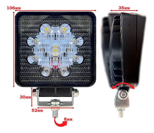 Neblinero 9 Led Luces Foco 10-30v 4x4 Auto Camión Cuadrado