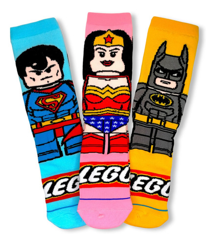 Calcetas Lego Batman Mujer Maravilla Wonder Woman Superman