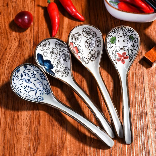Juego De 4 Cucharas De Sopa Japonesas Y Coreanas, Cucharas D