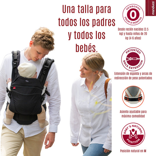 Manduca Xt Cangurera Ergonómica para Bebé Monochrome Line Color Negro 3.5 20 Kg Algodón Orgánico y Tintes Naturales