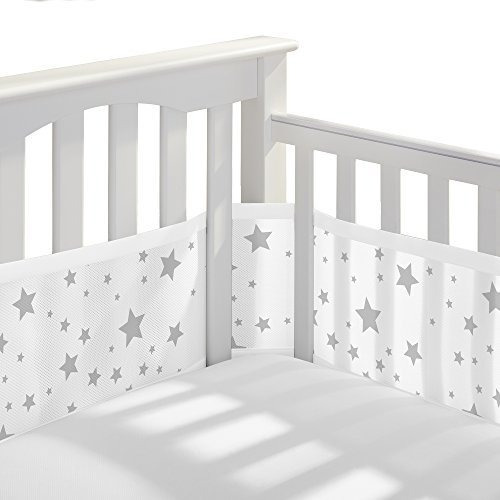 Transpirablebaby Mesh Crib Liner, Starlight White And Gray (