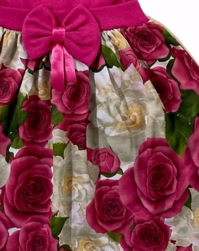 Imagem 3 de 3 de Vestido Infantil Florido Vermelho Natal Ou Rosa Baby Fab1
