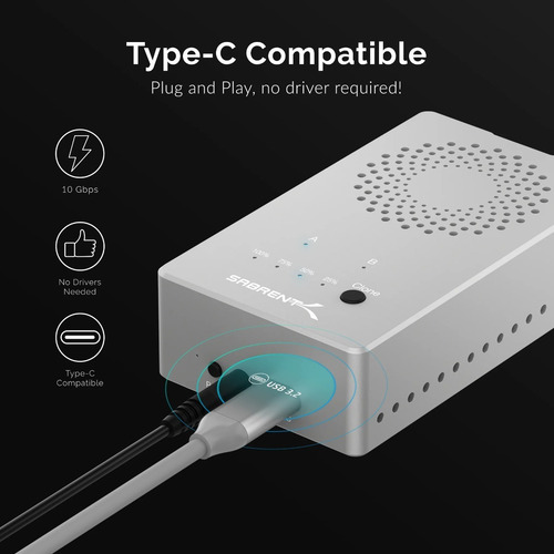Imagen 3 de 9 de Case Gabinete Dual Disco Durousb-c Ssd Nvme Sabrent Ec-ssd2