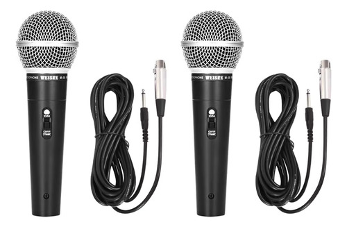 Kit 2 Par De Microfone Com Fio Profissional Dinâmico Cor Preto Entrada P10