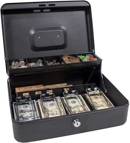 Caja Menor Metálica Cerradura Llave Sujetador Dinero Acero