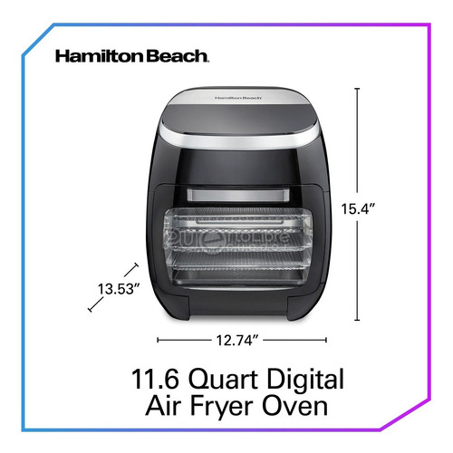 Imagen 3 de 10 de Potente Horno Freidora De Aire Hamilton Beach Digital 1700w