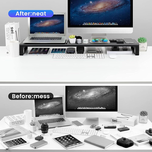 Vaydeer Dual Monitor Stand Computer Riser Con Puertos Usb 3.