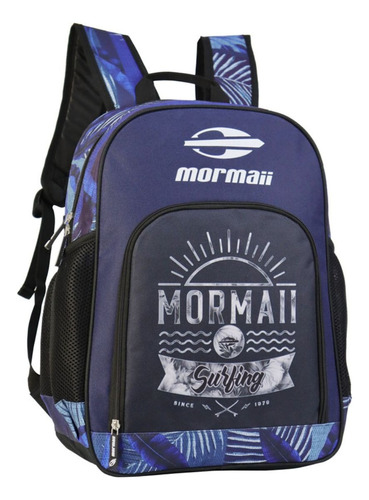 Mochila Costas Casual Mormaii Poliester Mor-2474 Cor Preto/azul Desenho Do Tecido Listras