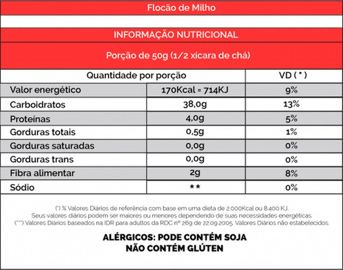 Flocão Coringa 500g Com Cuscuz De Milho Natural 20 Pacotes