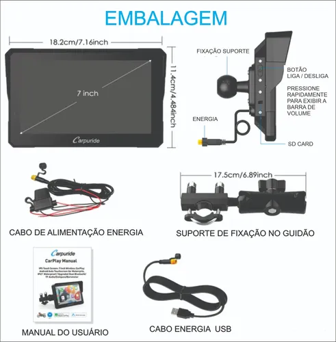 Carpuride W702s Pro Multimidia Moto Universal Carplay Auto