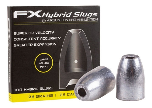 Fx Hybrid Slug 6.35mm 26 Grs Punta Hueca 100pcs Xchws C