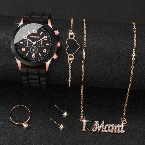 Set De 6 Joyas De Reloj De Cuarzo De Silicona A La Moda Para