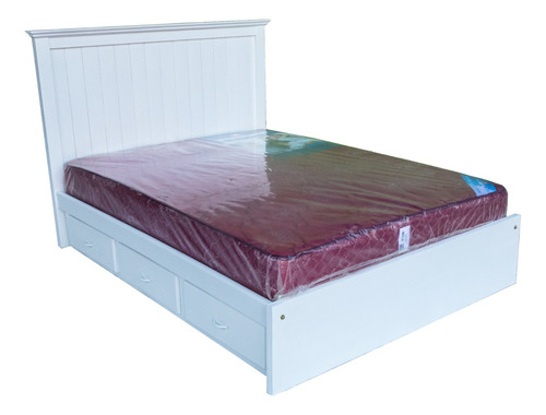 Box Cama 140x190 Con Cajonera Con Respaldo Blanco