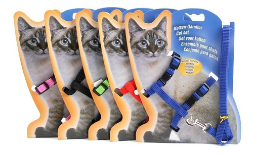 Correa Con Pretal Arnes Color Liso Para Gatos Mascotas